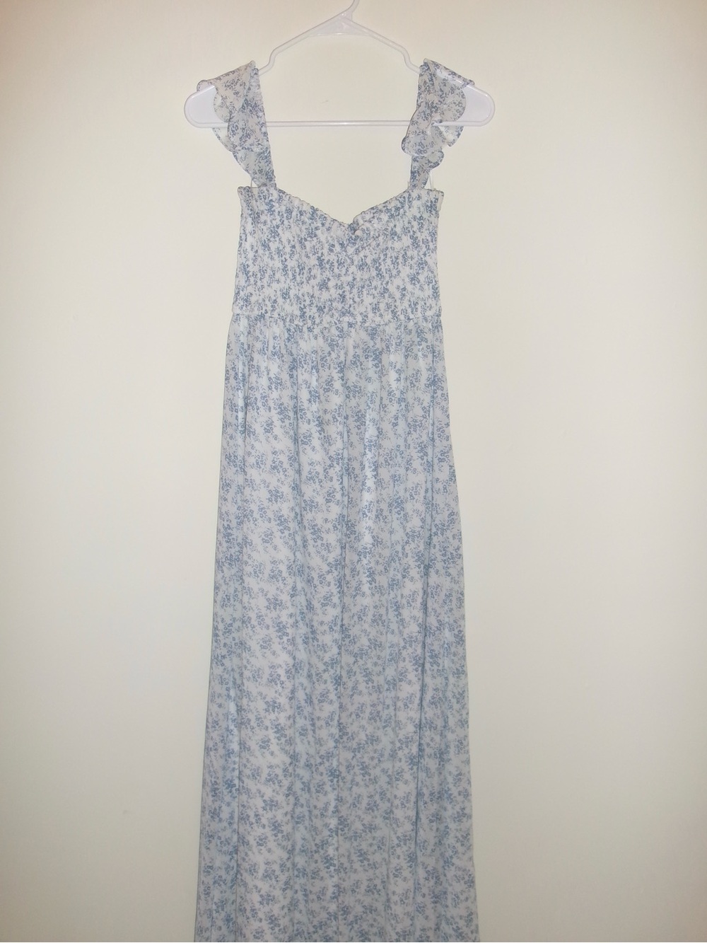 Aakaa Light Blue Floral Ruffled Strap Maxi Dress